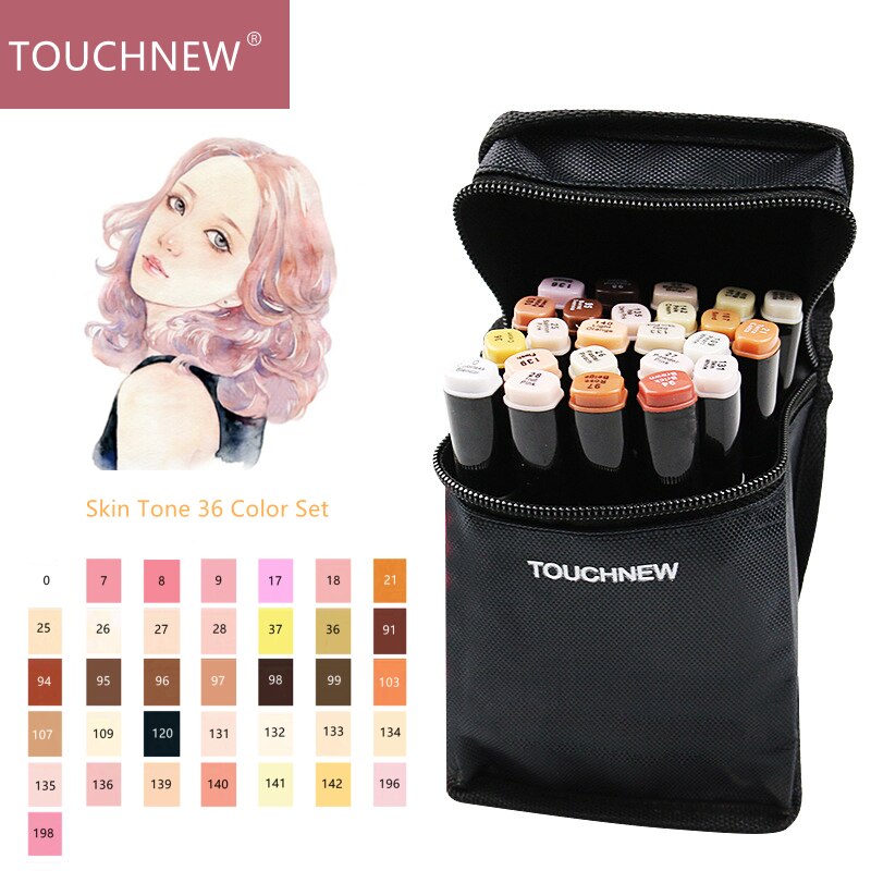 TouchNEW Soft Brush Markers Pen Sketch Markers Alcohol Based Dual Head Brush Markers Pen For Drawing Manga Art Supplies Markers: Skin Tone 36 Color