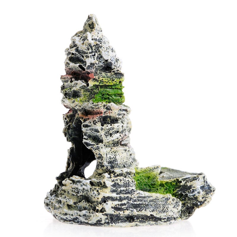 Harpiks materiale vakkert fjellutsikt akvarium stein hule tre bro akvarium ornament dekorasjon landskap dekorativt