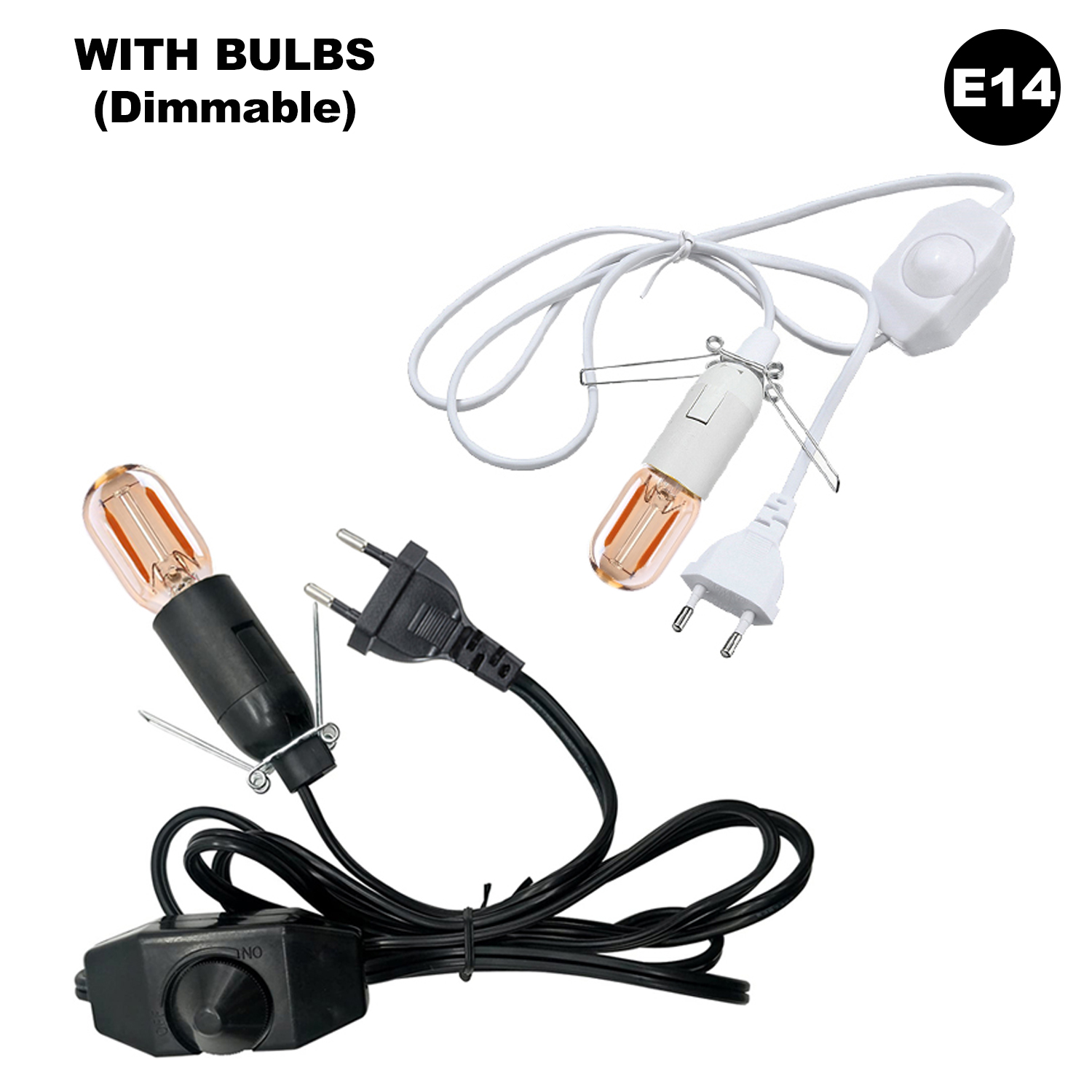 GANRILAND Przewód lampy Wtyczka EU E14 E27 Gniazdo 1.8M Dekoracyjny czarno-biały uchwyt lampy z przełącznikiem Ściemniacz Przewód zasilający: WHITE / 2g7