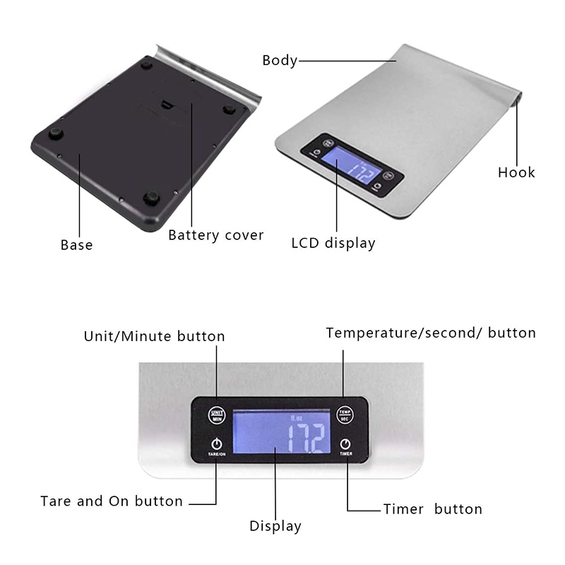 Digital Kitchen Scale, Small Electronic Multifunctional Scale, Gram And Ounce Weight, With Precise LCD Display, Silver