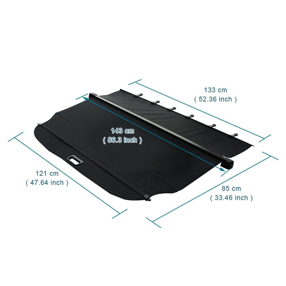 Nero Copertura Bagagliaio di Un'auto Retrattile A Scomparsa Interni Auto Deposito Cargo Carrier Tenda con Pull Fibbia Organizzatore Accessori