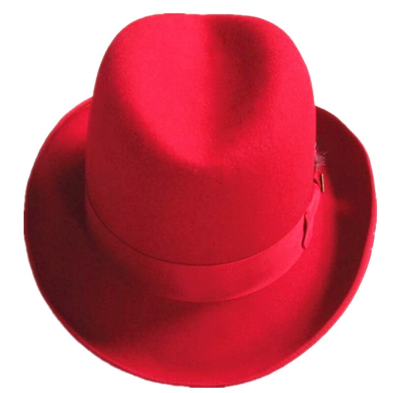 Red Wool Felt Homburg Fedora Hat / Godfather Hat