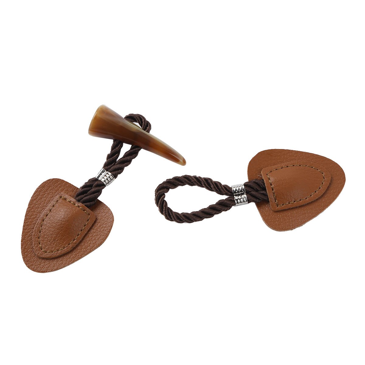 4Pairs Toggle Buttons PU Leather Horn Toggle Clasps Duffle Coat Closure Cord Cardigan Fasteners Clasp For Clothes DIY Decoration