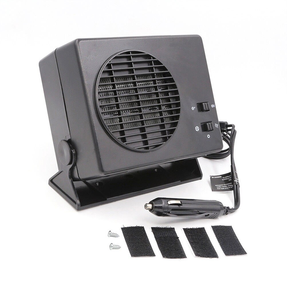 12V Portable Electric Vehicle Car Heater Fan Windscreen Demister Defroster with Cigarette Lighter Plug (Black)