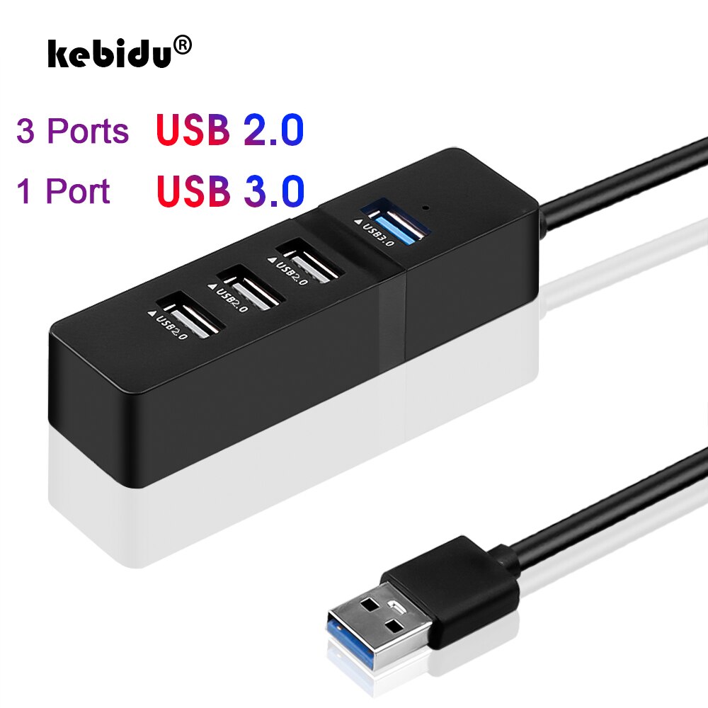 Kebidu hoge snelheid 4 -poorts usb 3.0- hub usb-splitter draagbare usb 2.0 -poorts usb-hub voor laptop, pc en tablet
