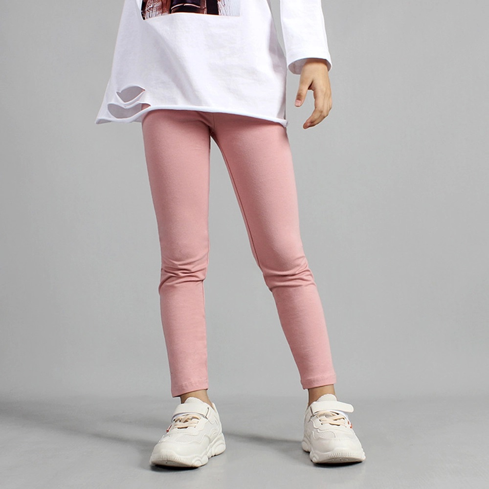 Patpat Zomer Lente En Herfst Modieuze Solid Leggings Broek Voor Meisjes Grote Kinderkleding Kinderen Meisje Bodems: Roze / 9-10 Years