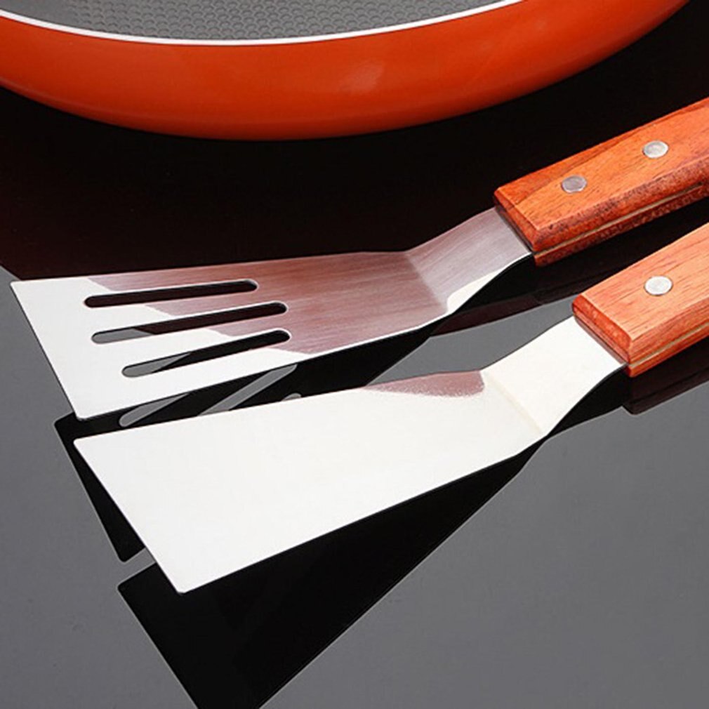 Waka Flat BBQ Shovel Cooking Tools Stainless Steel Barbecue Tongs Fried Bread Meat Shovel/ Leaking Shovel