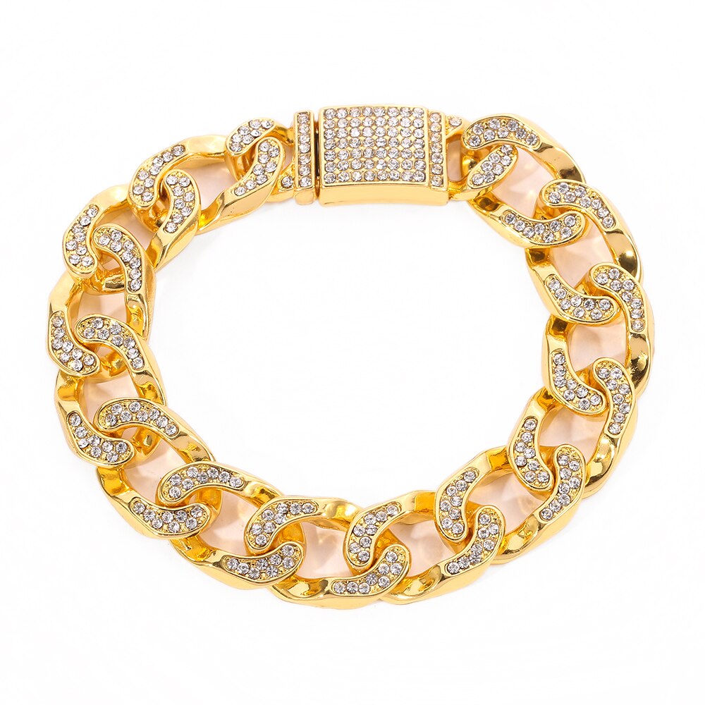 Hip hop jewelry S-Link Cuban Link Chains Necklace Mens Iced Rhinestones Jewelry products from: 8 inches / silver