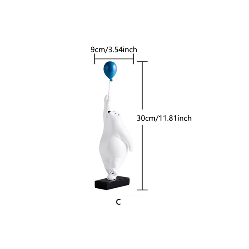 Balloon Polar Bear Wall Decoration Animal Sculpture Bear Statue Garden Flower Pot Decor Home Living Room Background Wall Hanging: C