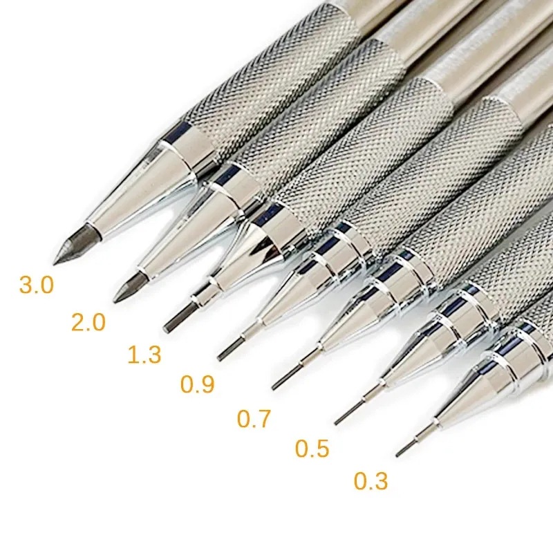 Matita meccanica professionale in metallo per schizzi 0,3/0,5/0,7/0,9/1,3/2,0/3,0 mm