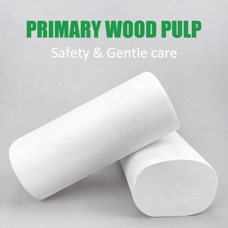 18 Roll/Pack Toilet Tissue Paper 4 Layers Home Bath Paper Bathroom Rolling Paper White Native Wood Pulp Toilet Roll Tissues