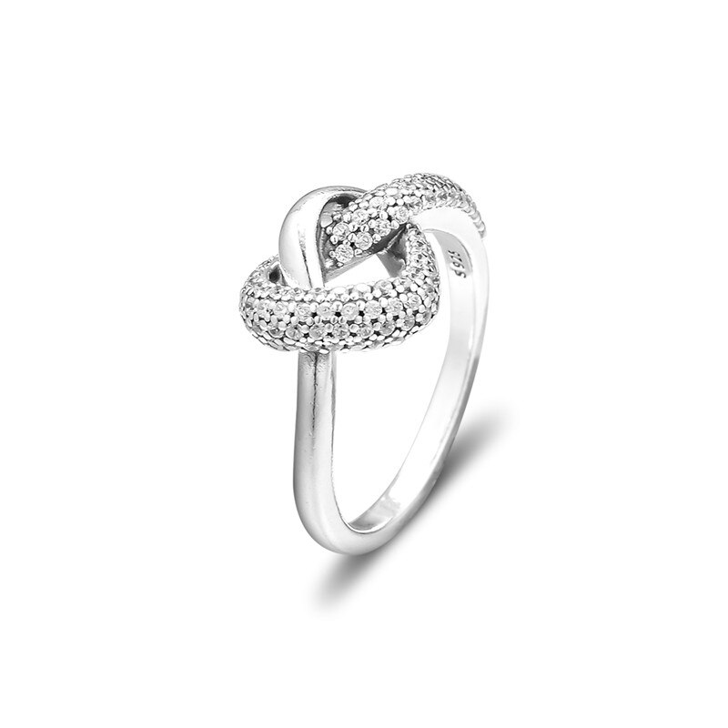 Knotted Heart Ring Jewelry 925 Sterling Silver Rings for Women Pave Stone Female Ring Silver Jewelry Girls Wedding Rings