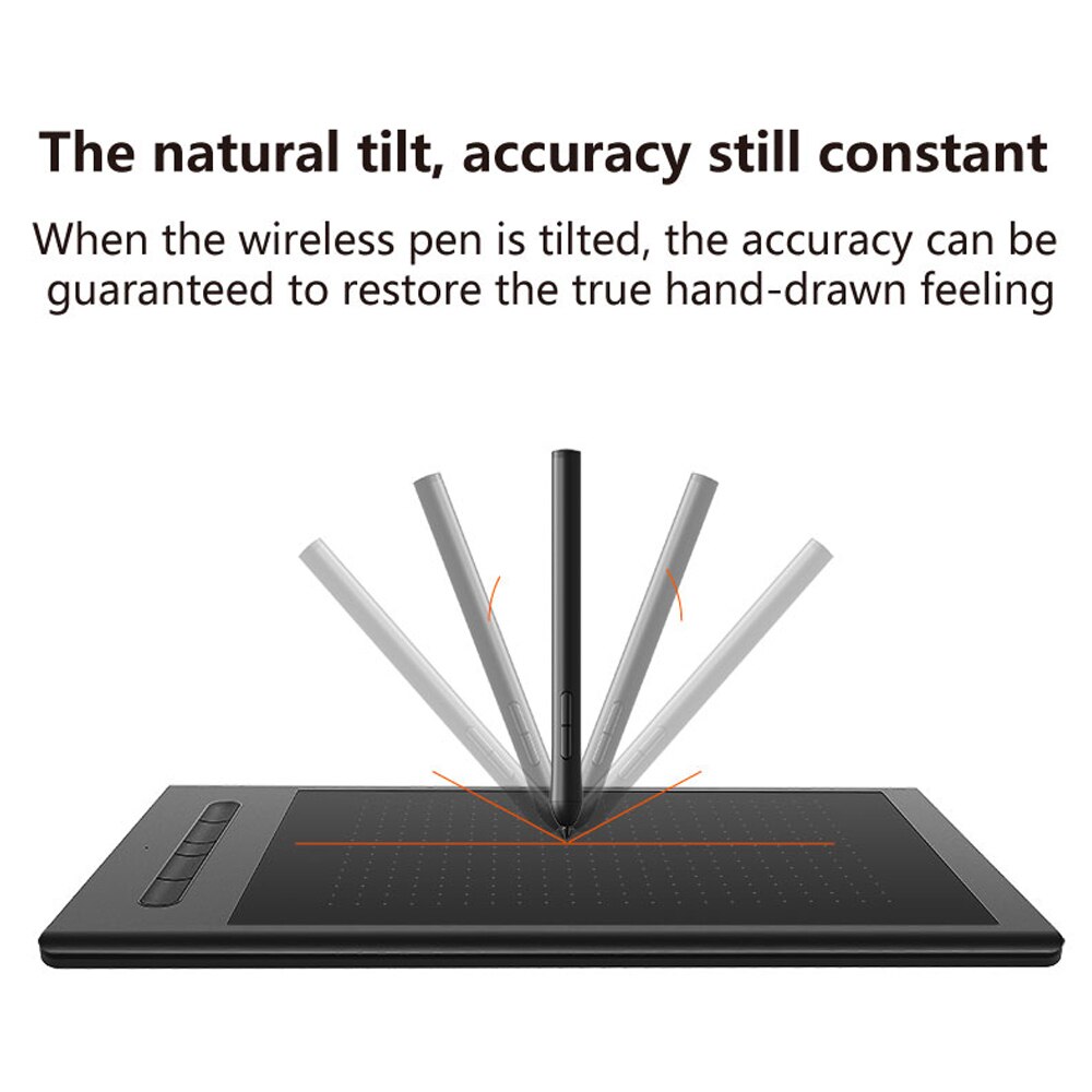 Tableta gráfica WP9625B, Tablet de dibujo con 8192 niveles de sensibilidad a la presión, resolución 5080LPI, 230PPS, velocidad de lectura, conexión 2,4G/BT