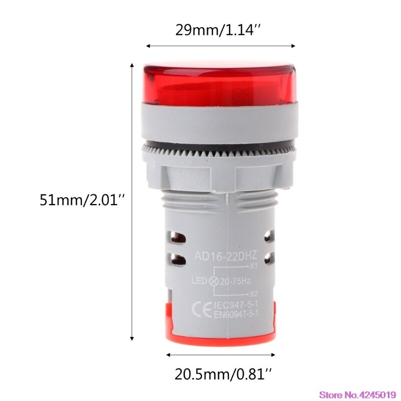 22mm hertz ac frekvensmåler ledet digitalt display indikator signal lampe lyser