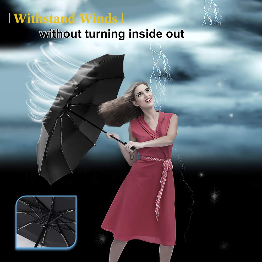 Inverted Windproof Umbrella with Coating,10 Ribs Auto Open & Close Travel Umbrella,Portable Reverse Outdoor sun Umbrellas