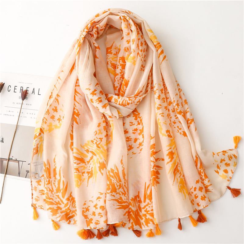 Bufanda de viscosa con borlas florales para mujer, chales y chales, Hijab, banda para el cabello femenina, pañuelo musulmán de lujo, pañuelos Echarpe de 180x90Cm: Color camuflaje del desierto
