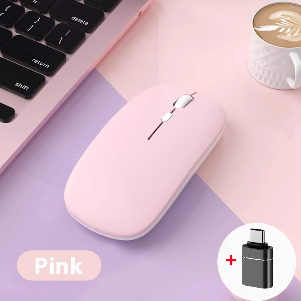 Przenośna mysz bezprzewodowa kompatybilna z Bluetooth 2,4 GHz podwójne tryby myszy komputerowych z odbiornikiem Nano do notebooka PC Laptop Macbook: Srebrny