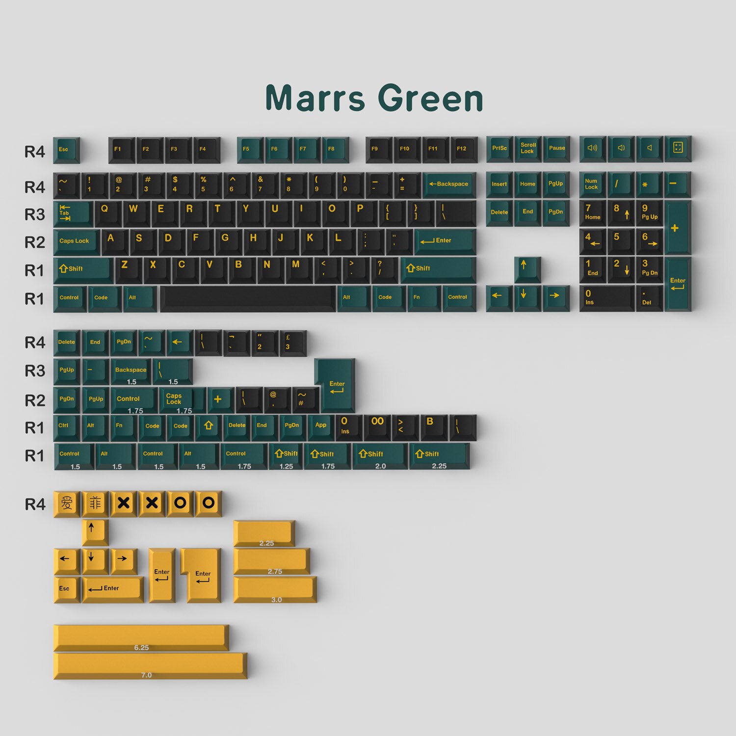 Teclado mecánico para Gaming GMK Merlin/Olivia/Aero, 173 teclas, perfil Cherry, doble disparo, para GMMK pro NJ68: Marrs Green