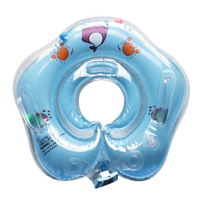 Bébé gonflable natation cou anneau -né bain cercle cou gonflable flotteur roues piscine radeau jouets natation accessoires: Blue