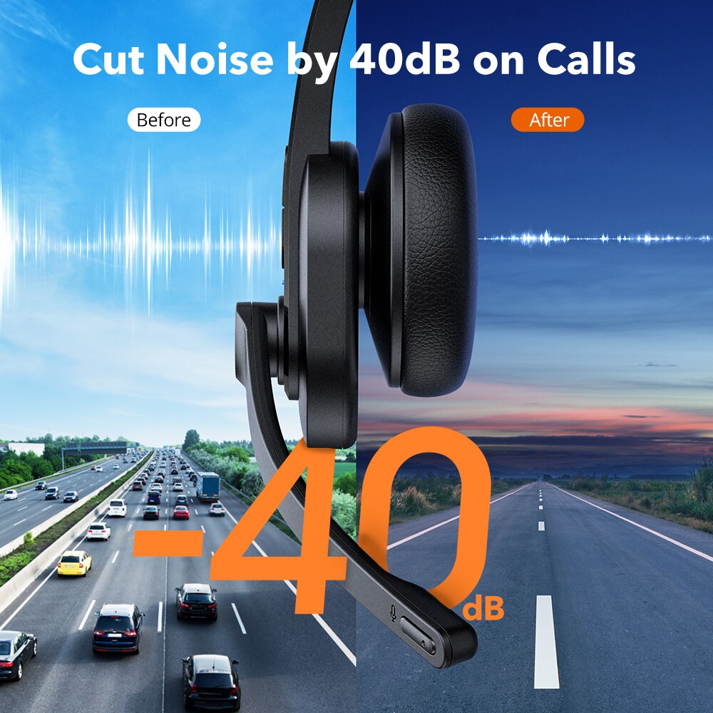 TaoTronics-auriculares inalámbricos SoundLiberty 41 Ver5.0, cascos con micrófono y cancelación de ruido IA, con Dongle USB, para centro de llamadas