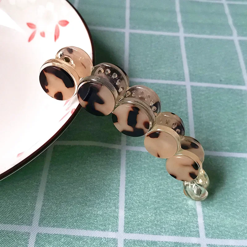 Simple Marble Pattern Banana Clip Women Acetate Leopard Ponytail Holder Hair Clip Casual Tortoiseshell Large Hairpin: Yellow