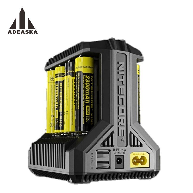 Nitecore  i8 älykäs laturi 8 paikkaa yhteensä 4a ulostuloa älylaturi imr:lle 18650 16340 10440 aa aaa 14500 26650 ja usb-laitteelle: I8 / Eu