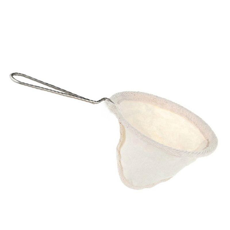 Herbruikbare Koffiefilter Zak Flanellen Doek Koffie Theezeefje met Rvs Handvat Infuus Koffiezetapparaat Accessoires