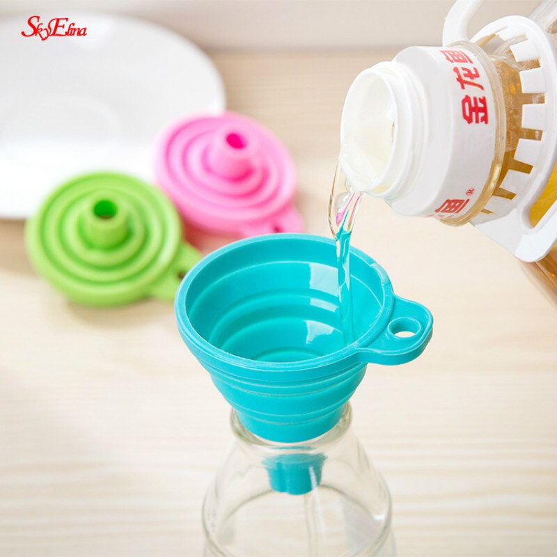 1pc Kitchen Tool DIY Food-Grade Folding Silicone Funnel Household Liquid Dispensing Mini Funnel Accessories Supplies 5z