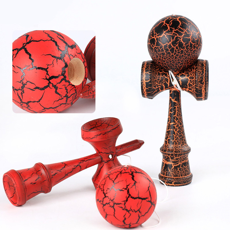 Kids Adult Kendama Wooden Toy 18CM PU Paint Crack Kendama Skillful Juggling Ball Traditional Game Toy Outdoor Sport