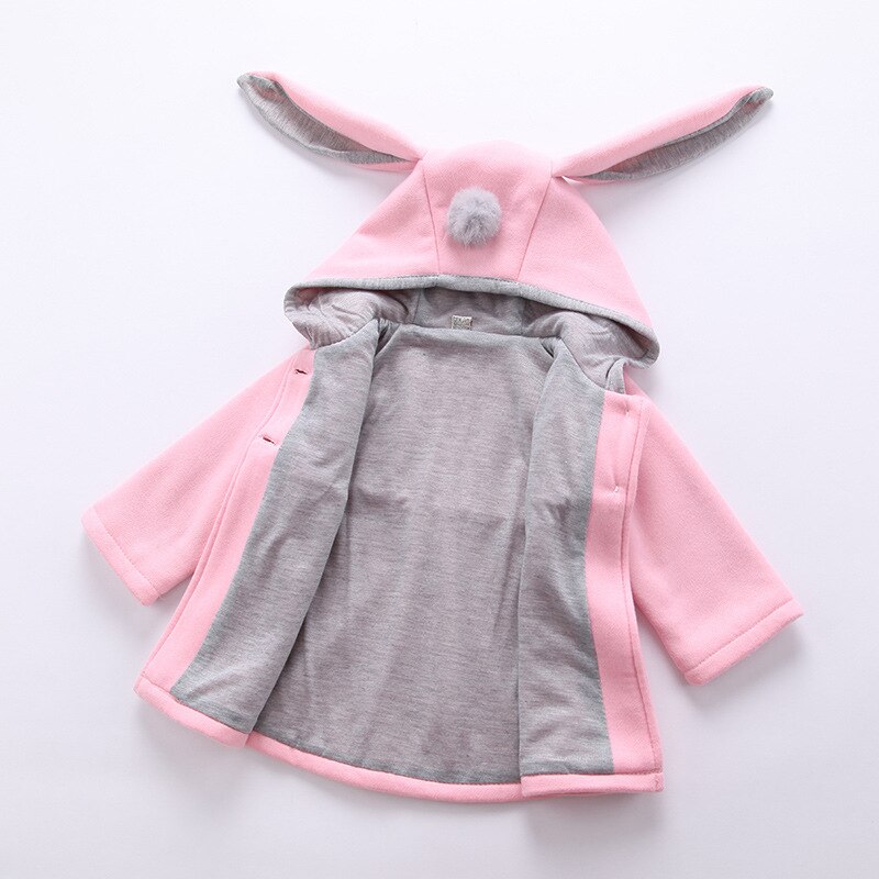 Baby Meisjes Jas Winter Lente Baby Meisjes Prinses Jas Konijn Oor Hoodie Toevallige Bovenkleding Voor Meisje Baby Jas