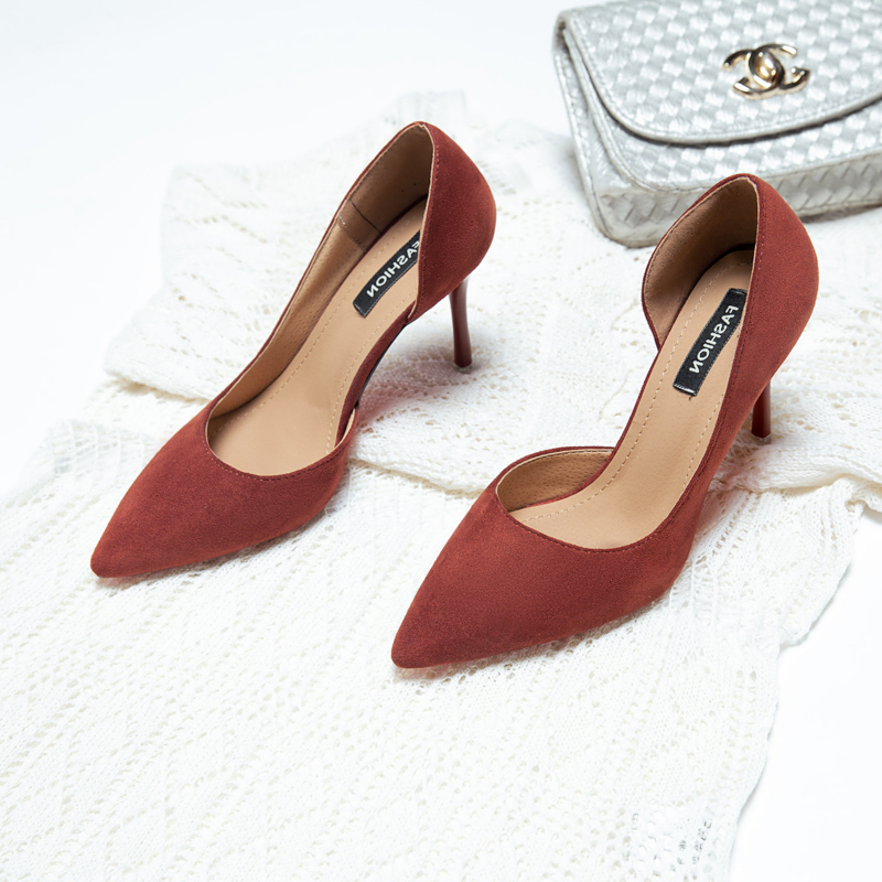 printemps nouvelles femmes talons hauts chaussures de travail en plein air chaussures de peu profonde daim bouche loisirs femmes chaussures Size35-39: Chocolat / 7
