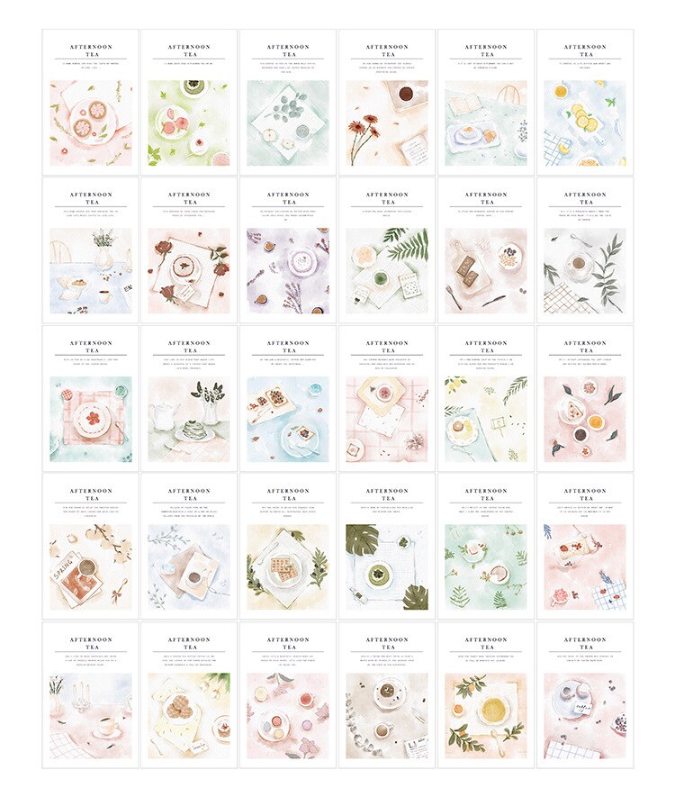 30Sheets/Set Tea Party Card Postcard/Greeting Card/Christmas Card