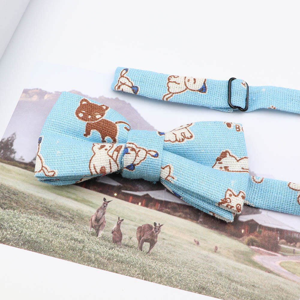 Gravata borboleta ajustável para crianças, de linho, desenho animado, animal, flor, borboleta, presente, festa, laço, acessórios: Bege