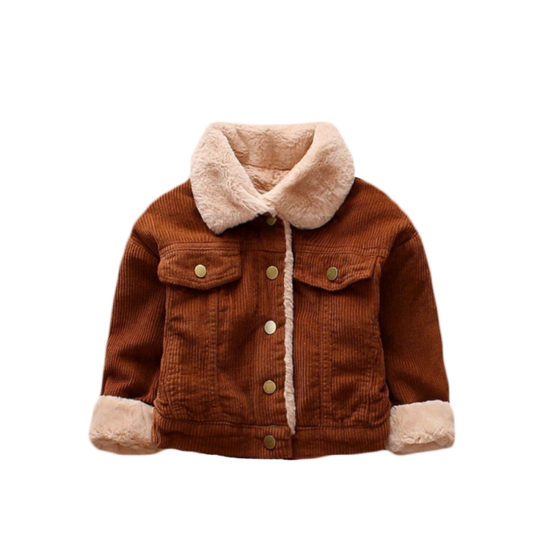 Kids Warme Fluwelen Jassen Herfst Winter Baby Meisjes Jas Jongens Jas Kinderen Meisjes Bovenkleding Mode Meisjes Kleding: Bruin / 4T