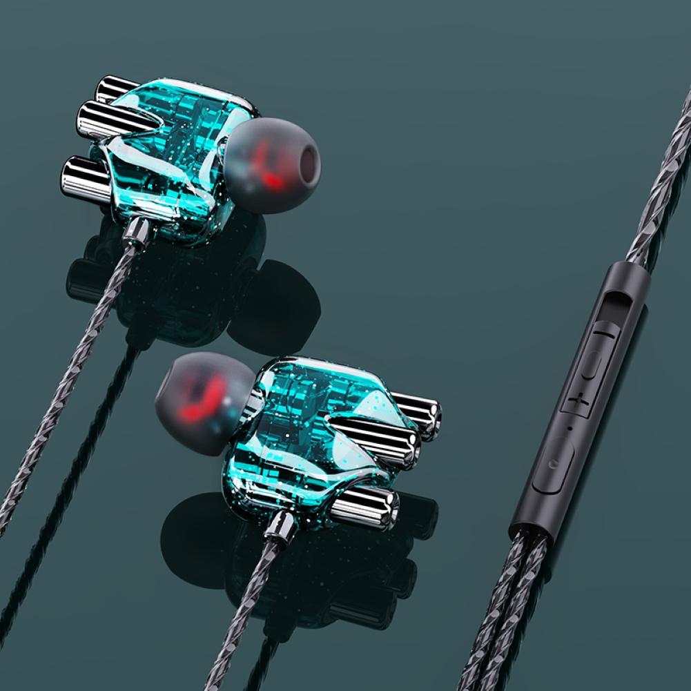 In-ear dual coil tung bas hifi-ljud sporthörlur med mikrofon för huawei
