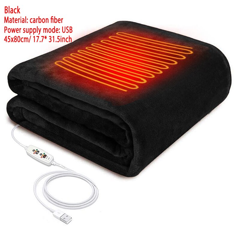 12V Car Winter Navy Blue Polar Fleece Constant Temperature Heating Blanket Car Electric Blanket Cover Pad Mat 3 Model: Black