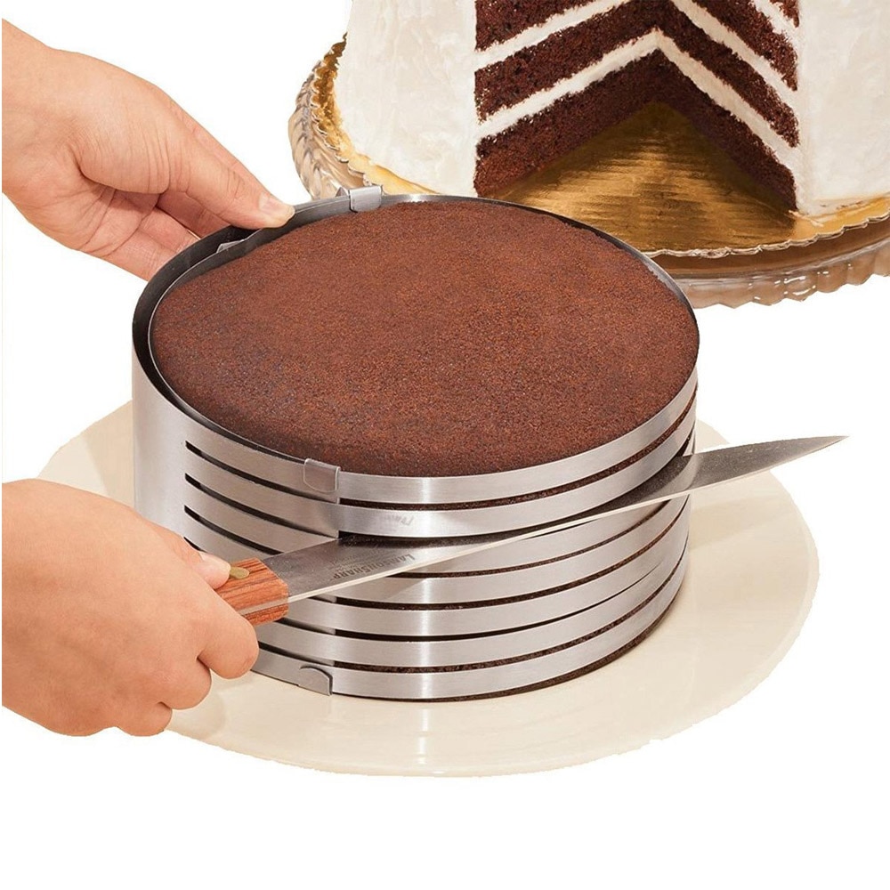 9-12inch Stainless Steel Adjustable Layer Cake Slicer Kit Mousse Mould Slicing Cake Setting Ring DIY Bakeware Tools Cake Tools: Default Title