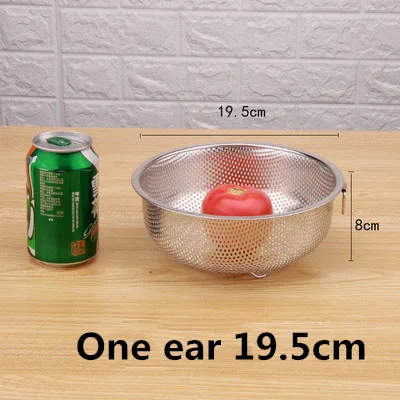 stainless steel round hole basket fruit drain rice Mesh Sifter Colander Strainer Sieve Rice Food Basket Cleaning Kitchen Clips: green