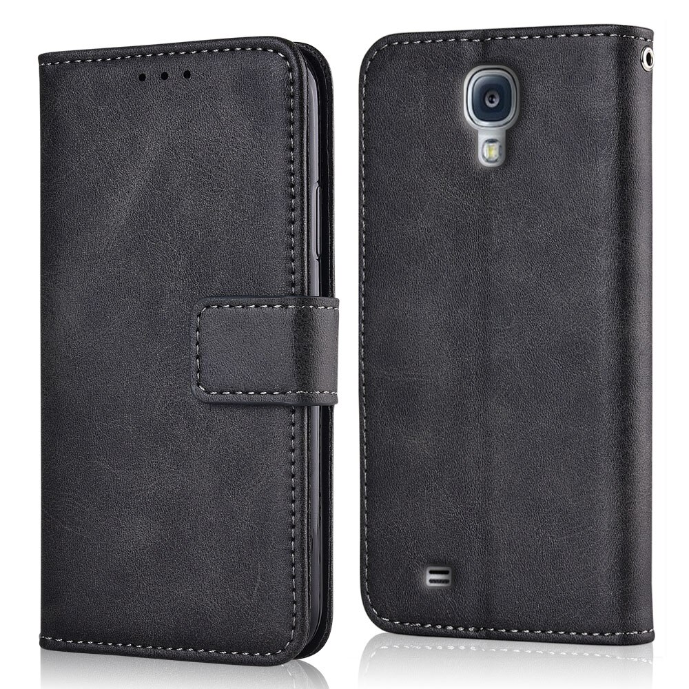 Para Samsung Galaxy S4 I9500 I9505 I9515 VE GT-i9500 Cover Galaxy S4 S 4 I9500 Cover billetera funda para Samsung S4: niu-Dark Grey