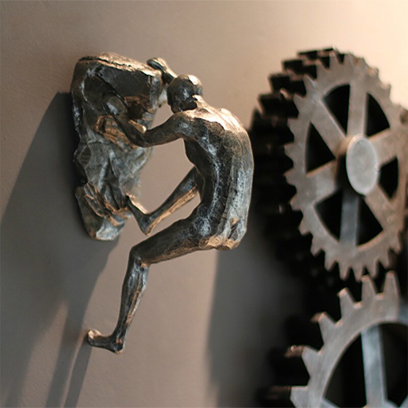 Wall Decoration Nordic Style Retro Man Climbing Wall Background Wall Decorations Hanging Statue Living Room Background