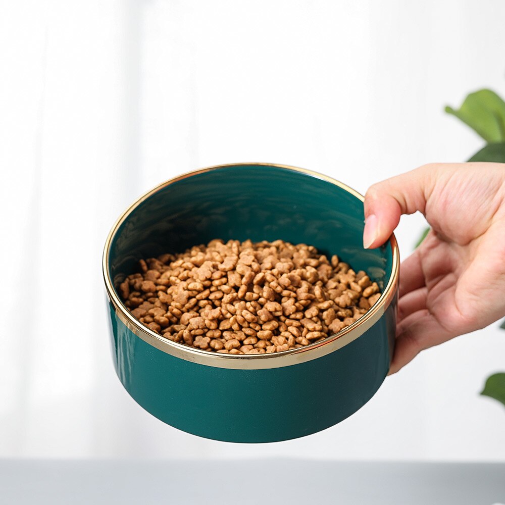 Bol pour chat surélevé en céramique avec support en bois, nourriture pour animaux domestiques, distributeur d'eau pour chats et chiens