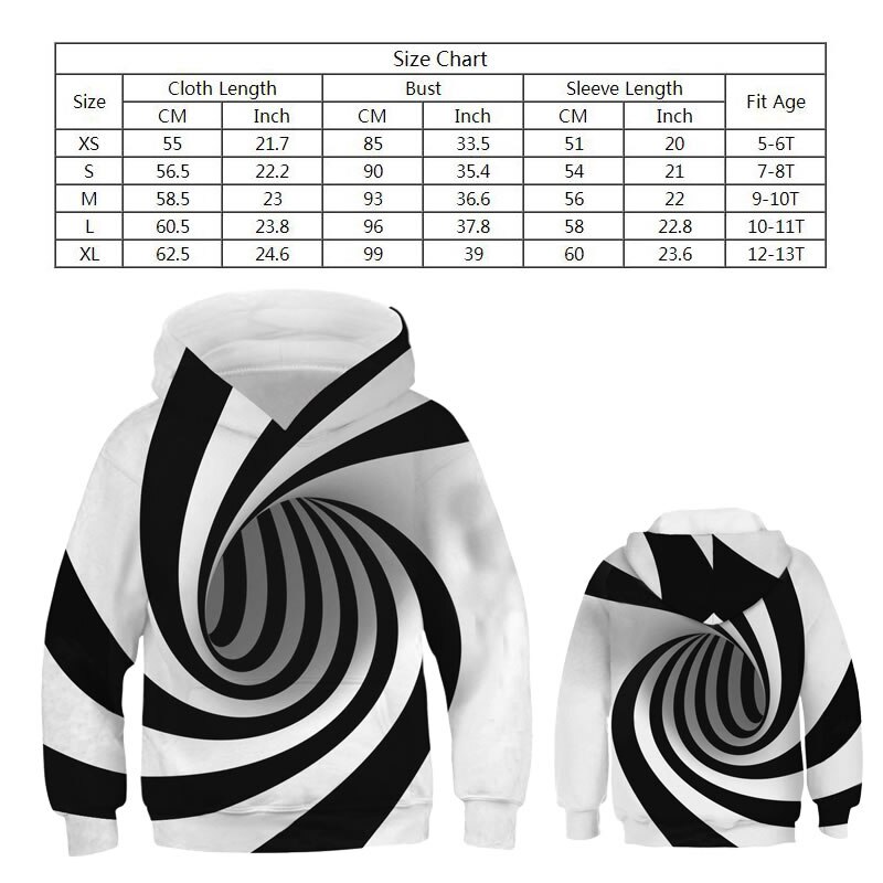Spring Fall Teen Boy Girl 3D Artist Sweatshirt Cloth Kid Hooded Striped Print Casual Hooded Child Clothes 10 11 12 Year