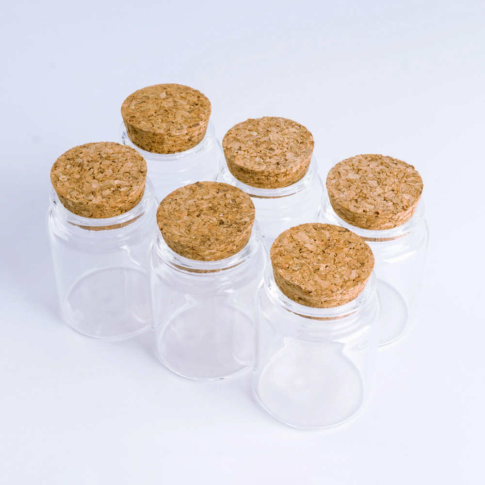 60ml 47*60mm Glass Bottles With Cork Storage Spice Jar Bottle Containers Clear Food Botlles Eco-Friendly DIY Craft Botlles 6pcs