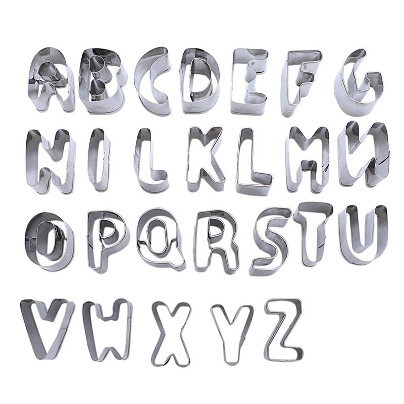 26 stuks letters metalen mal fondant taart snijmal & 4 stuks rozen kelk bloem taart decoratie mallen roestvrij staal