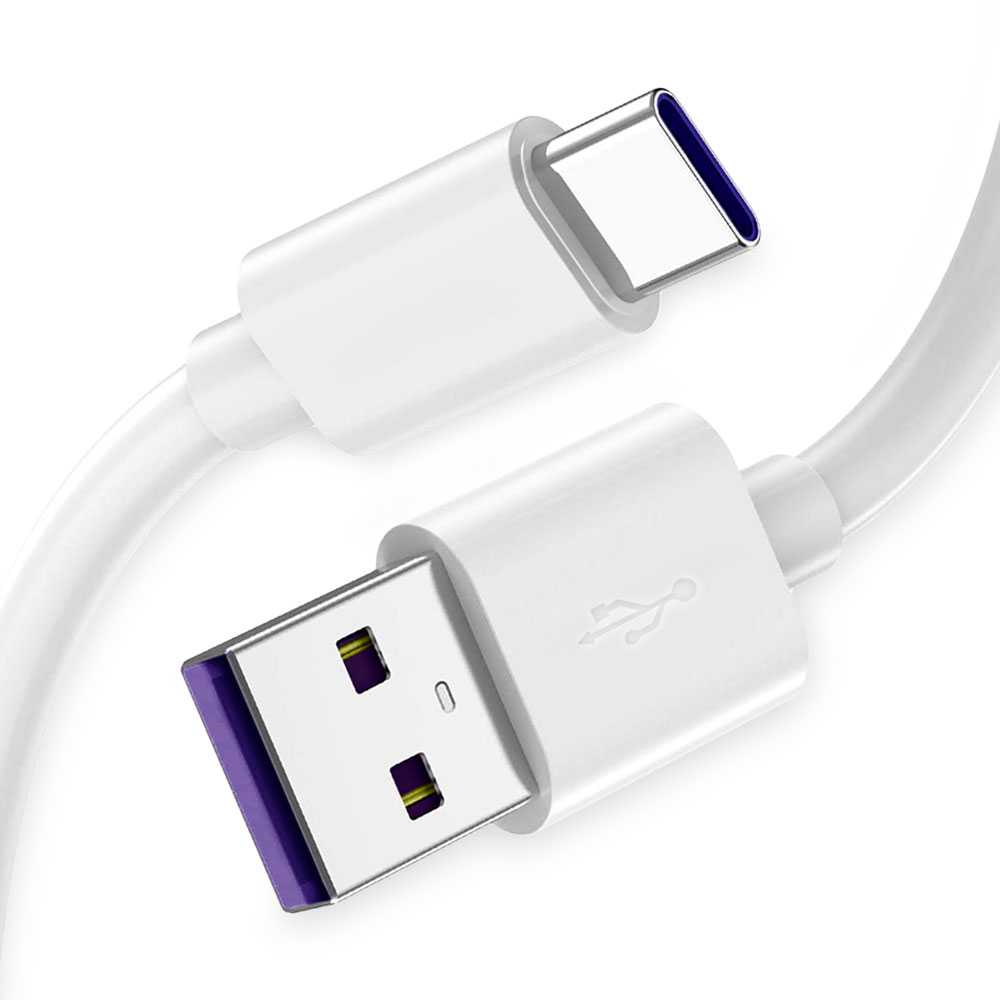 Cavo USB Tipo C 2m Bianco 3.8A 100BA Caricabatterie Carica Rapida Ricarica e Dati per Huawei P40 P30 P20 Pro Lite