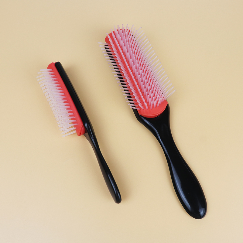 Cepillo de pelo de masaje para desenredar de 9 filas, cepillo para pelo rizado, peine extraíble de nueve filas, cepillo de pelo húmedo de plástico