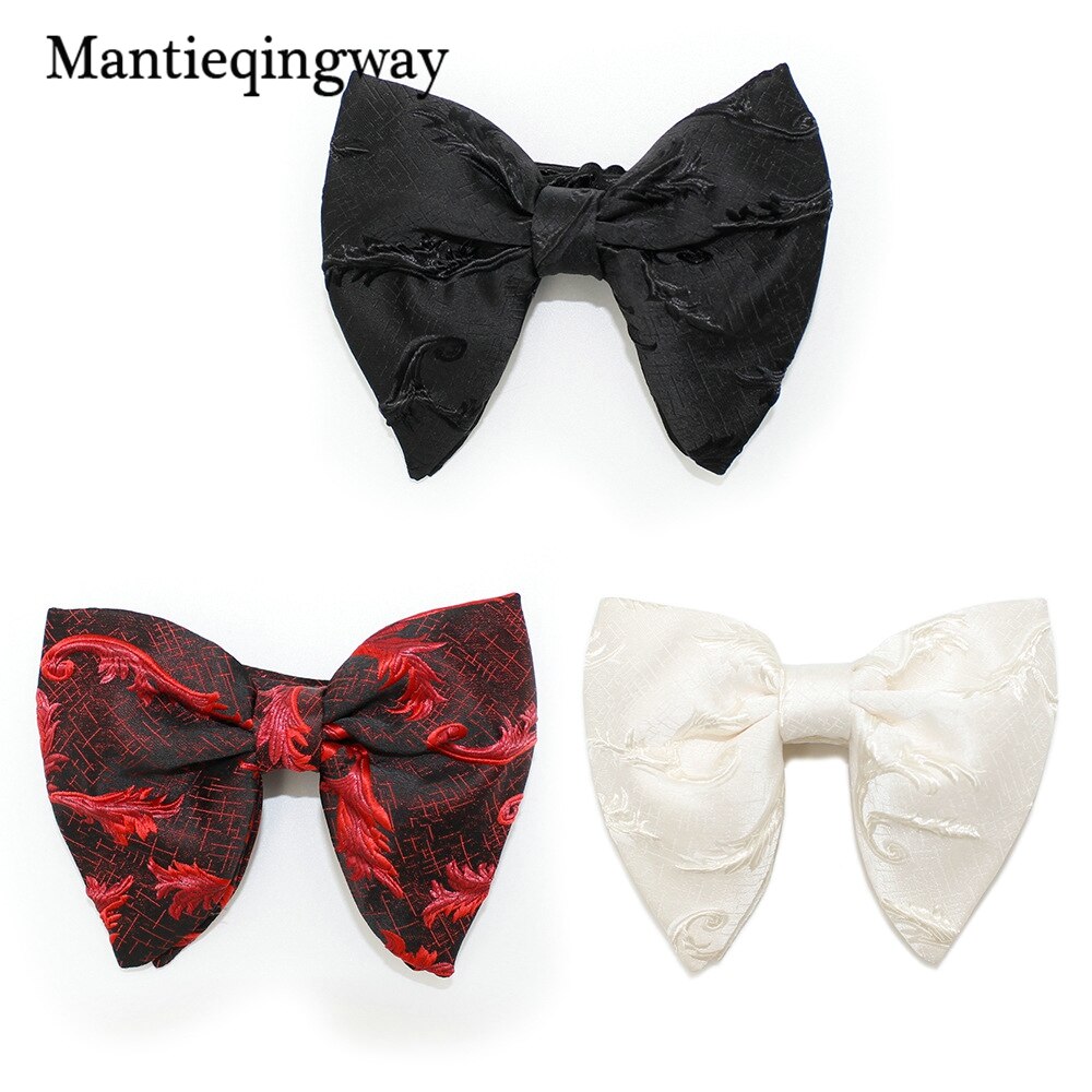 Mantieqingway, pajaritas grandes a la para mujer, hombre, novio, pajarita para boda, pajarita de poliéster, corbatas negras ajustadas para cuello