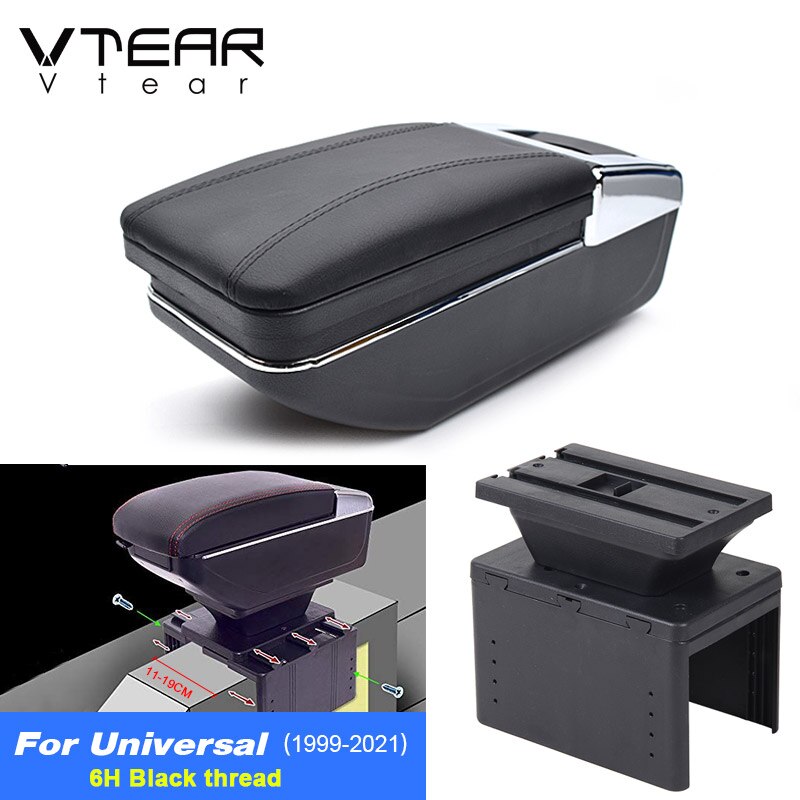 Vtear Voor Renault Megane Twingo Armsteun Interieur Center Console Storage Box Armsteun Auto-Styling Decoratie Accessoires Onderdelen: Black thread