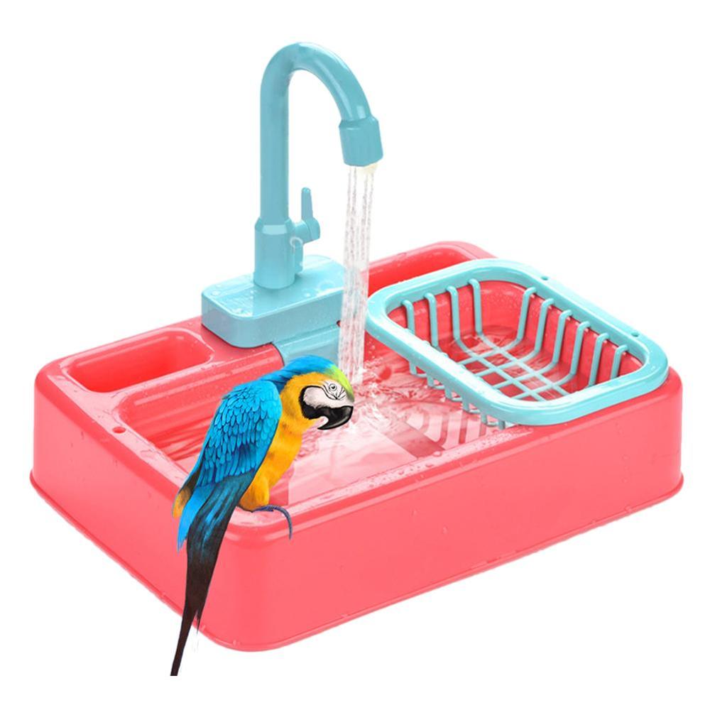 Parrot Automatic Bath Tub Bird Feeder Automatic Parrot Bathtub Swimming Pool Faucet Parrot Bath Water Dispenser Parrot Toys