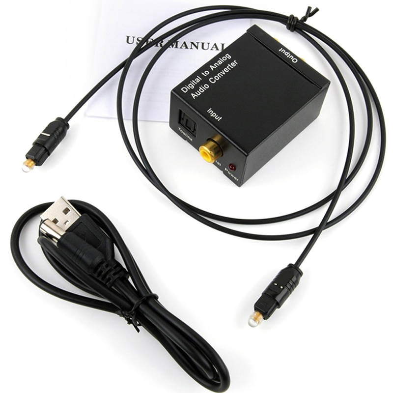 AMPLIFICADOR DE decodificador de Audio Coaxial, Jack portátil de 3,5 Mm, fibra óptica Digital a Audio analógico Aux Rca L/R, convertidor Spdif Digital